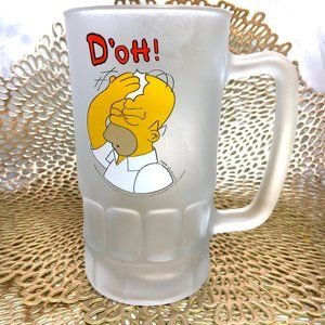 HOMER SIMPSON  D’oh! Frosted Glass Beer Mug Stein  16oz 90's VTG